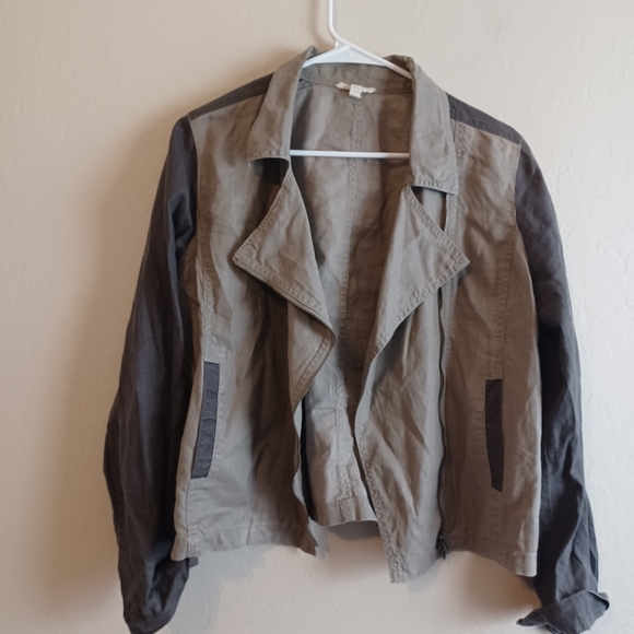 EILEEN FISHER Womens Ivory Motorcycle Jacket